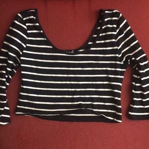 Black and White Striped Crop Top